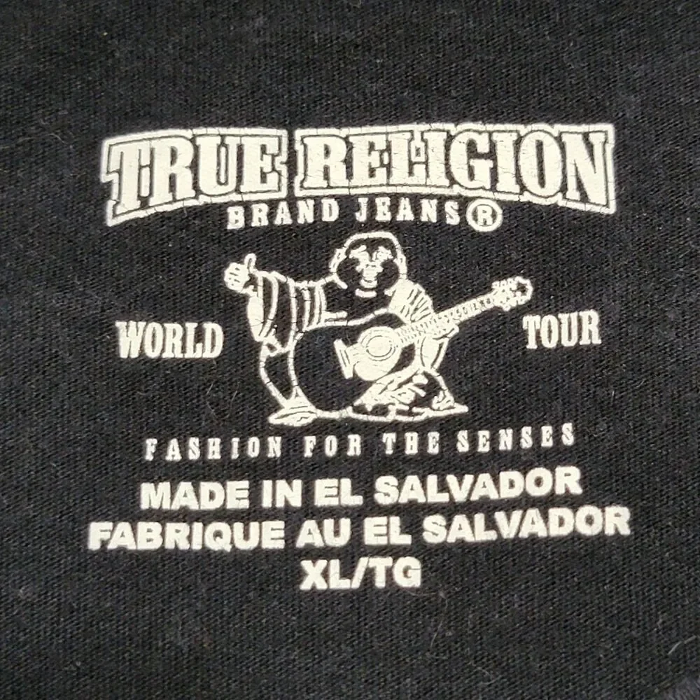 True Religion SS Black Unisex Tee Black Logo - Size XL